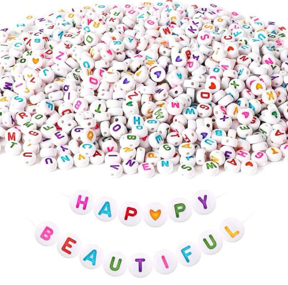 Coloured letter beads