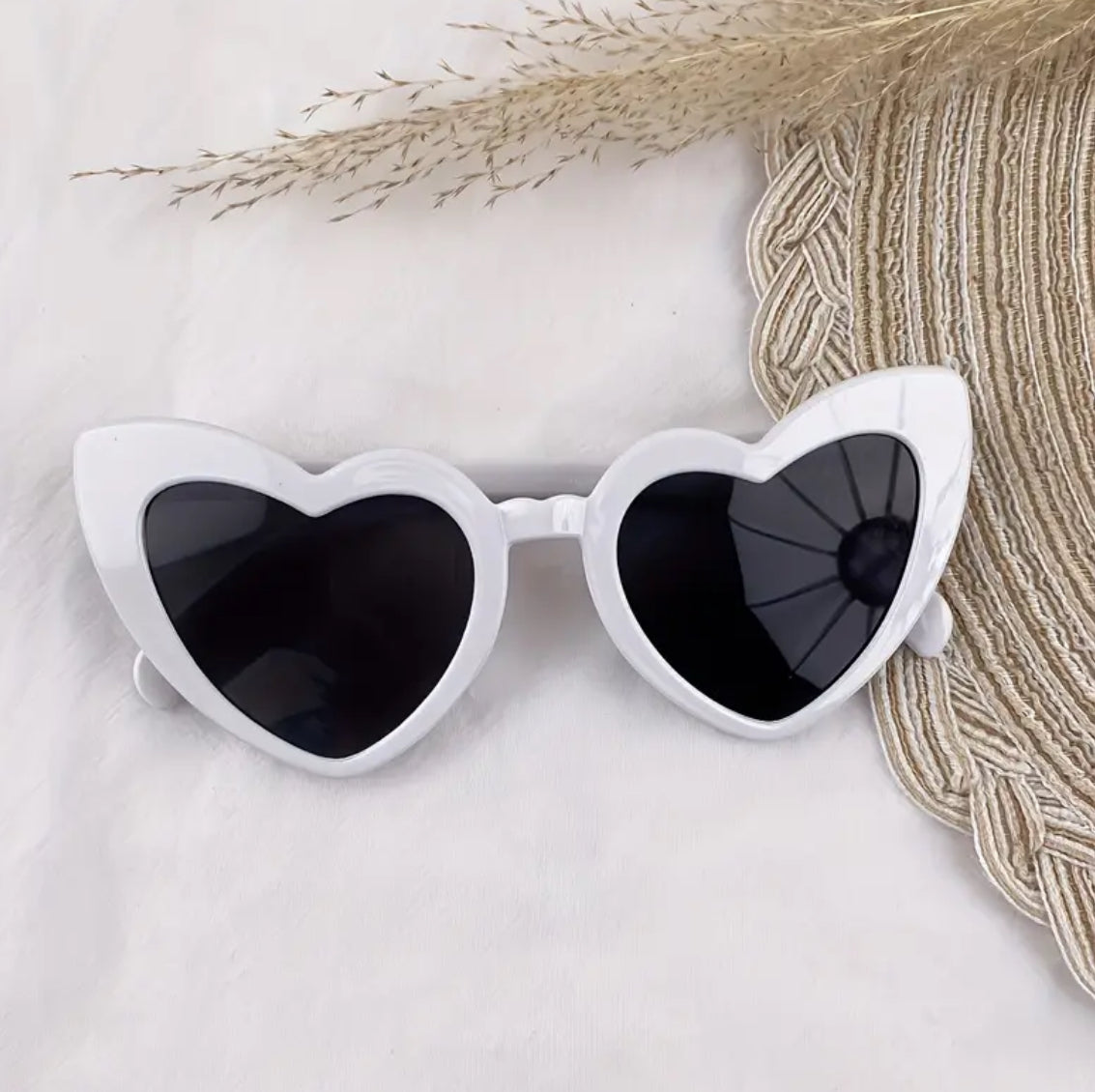 Women’s white heart sunglasses