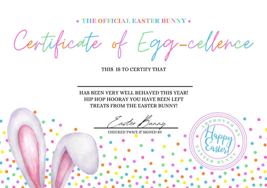 Easter bunny certificate DIGITAL DOWNLOAD