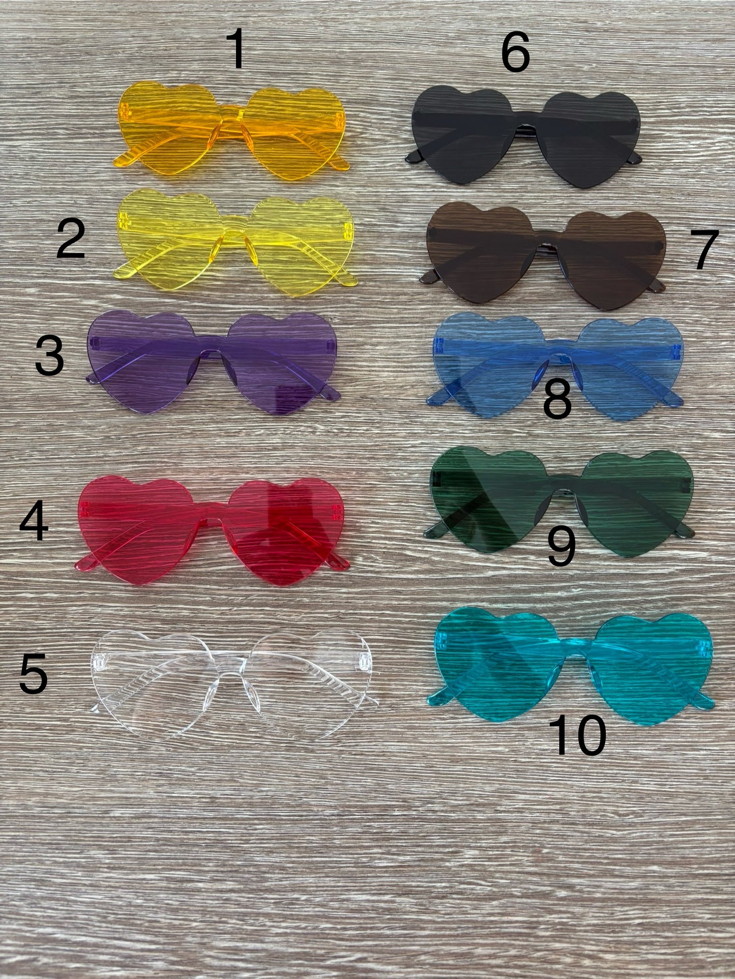 Adults clear heart sunglasses
