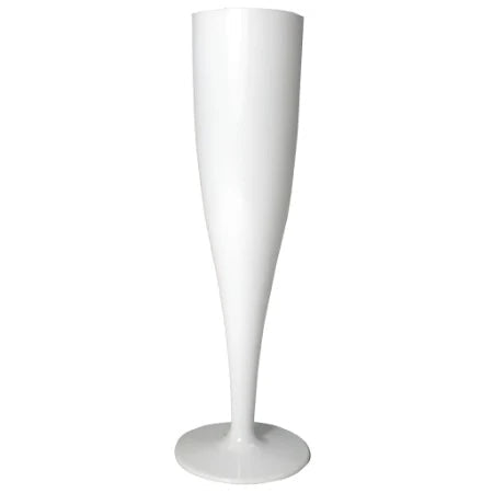 White plastic champagne flutes