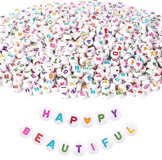 Coloured letter beads